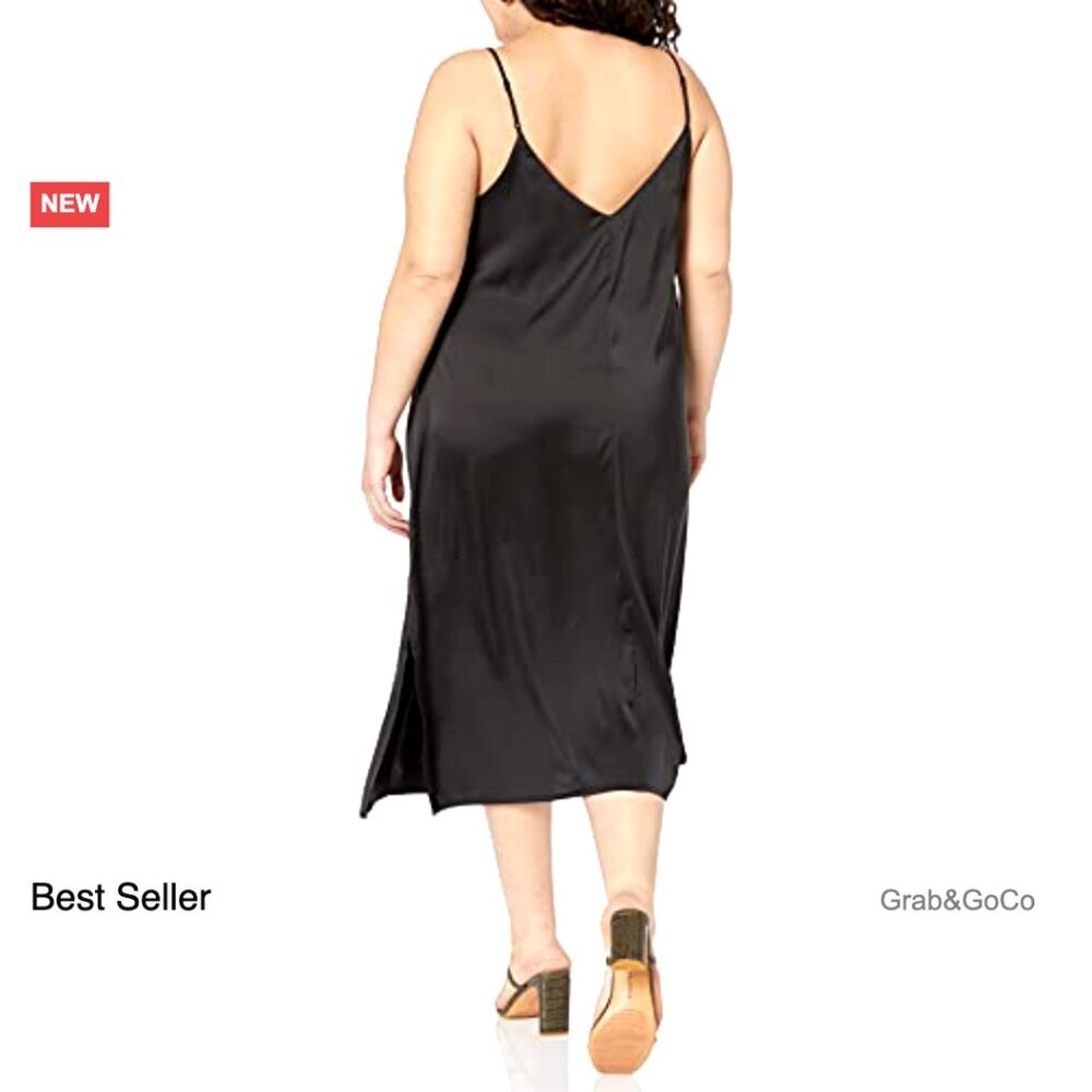 Silky Slip Dress Elegant Minimal Chic Adjustable Straps Midi Length Versatile - Picture 6 of 7